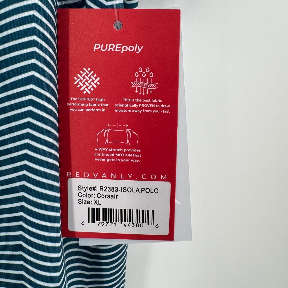 Redvanly Isola Polo Shirt Mens XL Corsair Teal Chevron Zigzag Golf R2383 NEW - Picture 6 of 15